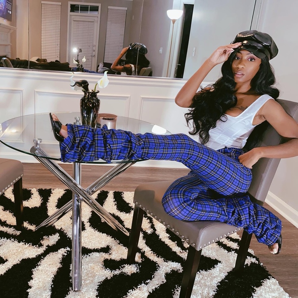 Plaid Stacked pants